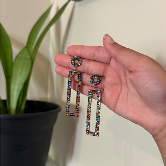 Multicolor Beaded Drop Earrings - Picture 3 of 4